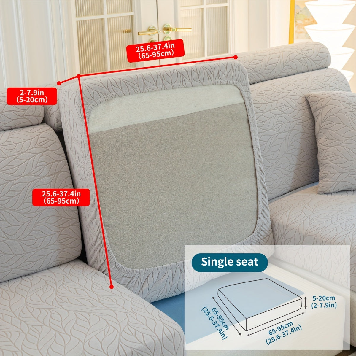 1-piece all-season red sofa cover is scratch-resistant and stain-proof, ideal for 1 to 4-seater sofas in the living room, bedroom, or office. Features a modern jacquard design, non-slip elastic, and is machine washable.