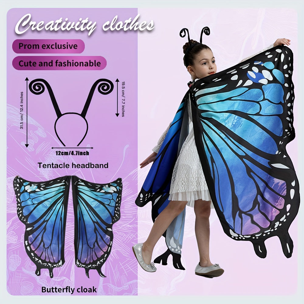 Upgrade your little girl's Halloween and birthday party look with the Girls' Adorable Butterfly Wings Costume featuring a stylish black headband. Transform into a princess with this perfect dress-up accessory from GDBY.