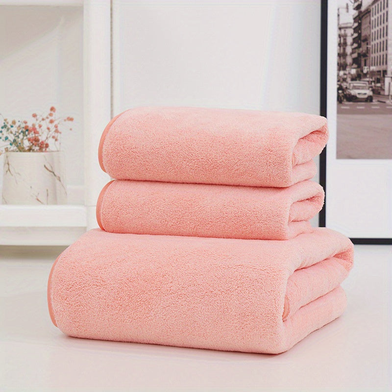 3-piece special set: 2 towels + 1 bath towel made with coral velvet for absorbency, no fading or hair loss, soft and comfortable for a new skin-friendly experience.