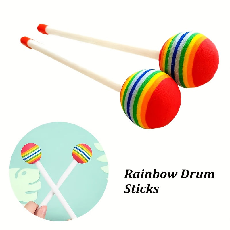 Two Rainbow Ball Drum Mallets for Music Enthusiasts (Drum Not Included)