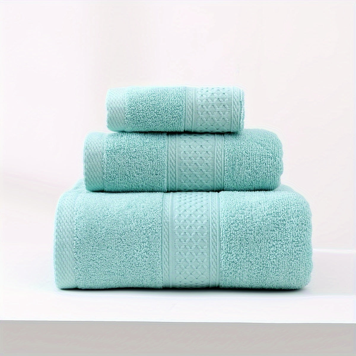 3-piece set of bath towels including a velvet towel, square towel, and face wash towel made of pure cotton with thickened absorbent rhombus velvet for home use.