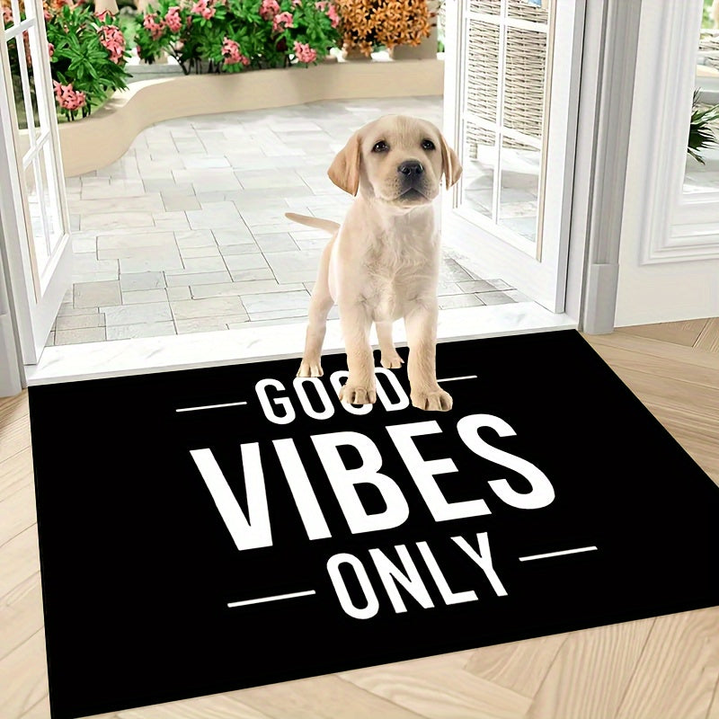 Welcome only positive energy with this Good Vibes Only doormat! This non-slip, machine washable polyester mat is perfect for both indoor and outdoor use in your bedroom, hallway, patio, or any room in your house. It also makes a great housewarming gift