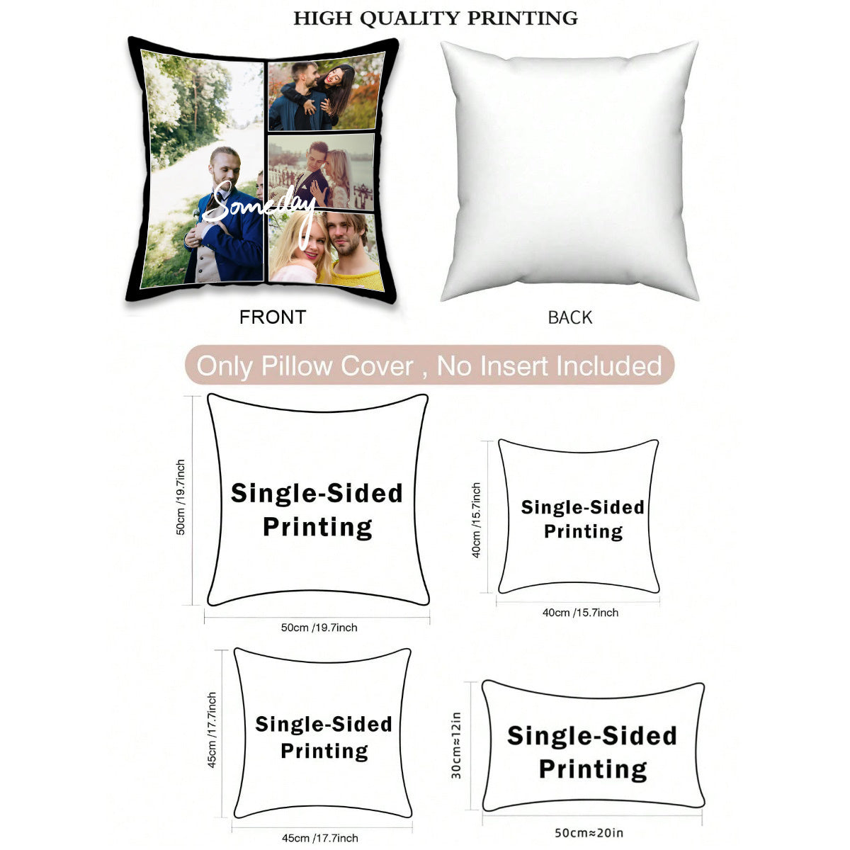 CozyCrafter Personalized Custom Photo Cushion Cover - Square Throw Pillow Case, Soft Polyester, Machine Washable, Perfect for Room Decor, Great Gift Idea for Weddings and Mother's Day. Single-side print, insert not included.