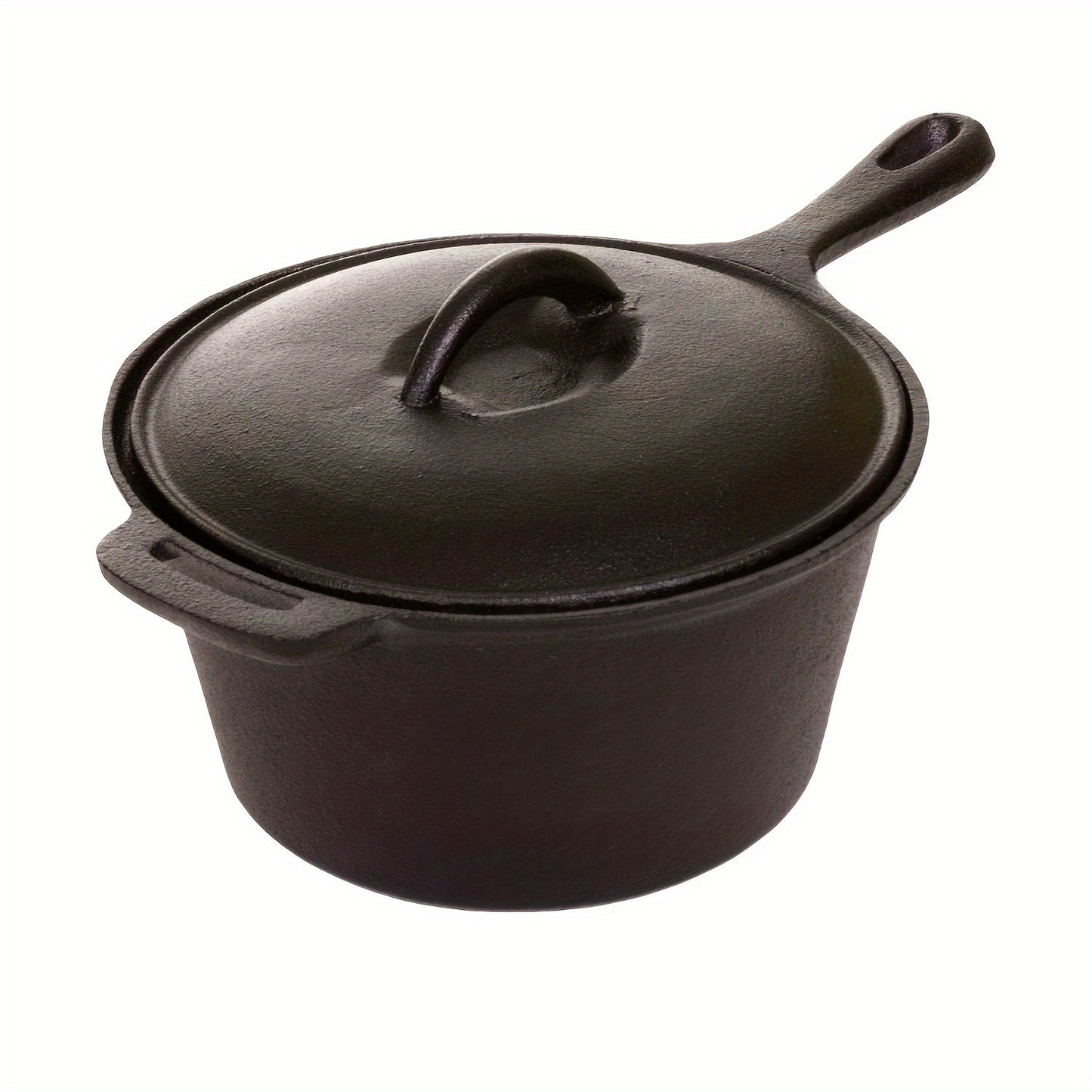 This set includes two black cast iron milk pots with glass lids and oil pouring spouts, perfect for precise heating of milk, juice, soup, eggs, and other dishes. Designed for use on gas stoves.