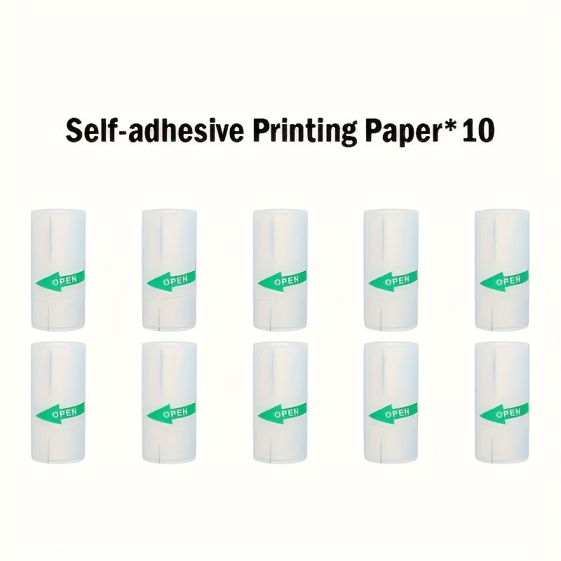 10 Rolls mini self-adhesive thermal paper printer labels for 57mm inkless printers.