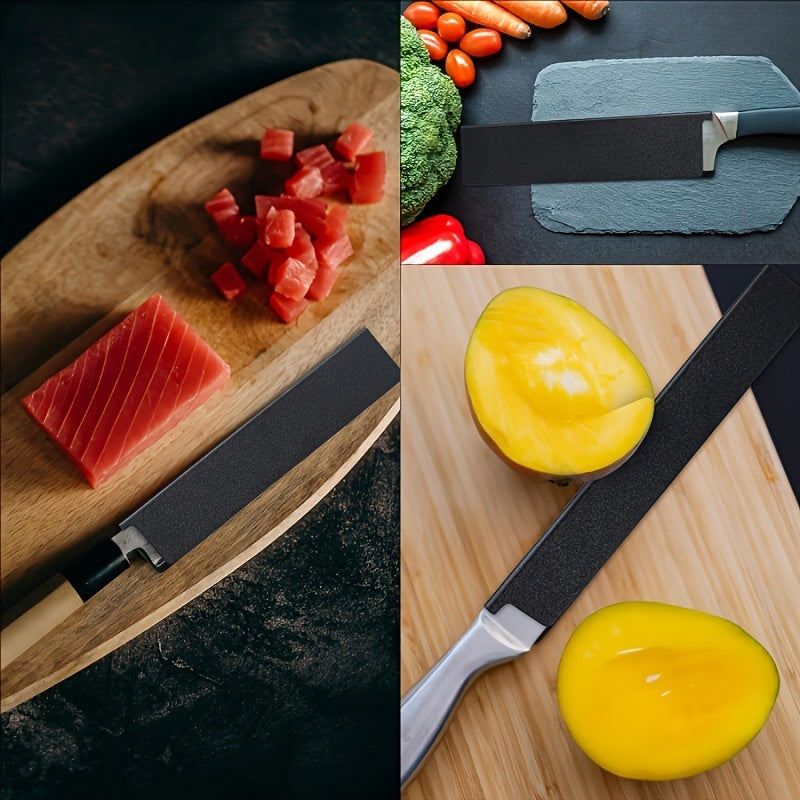 This set includes 5 universal knife edge protectors that are non-BPA and waterproof. They are made with wear-resistant felt lining to gently protect the blades of your knives. Perfect for use in the kitchen, outdoor camping, or hunting, these knife