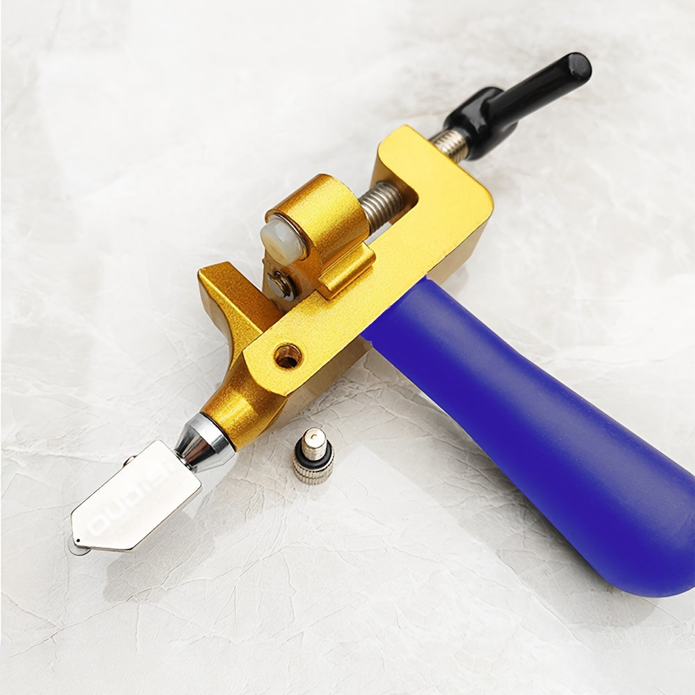 1pc Manual glass tile cutting tool with diamond tip, suitable for cutting glass in crafts and windows. Portable hand tool set for cutting glass tiles.