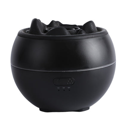 Portable 360ml flame night light humidifier with volcanic air and aroma diffuser for rooms and offices.