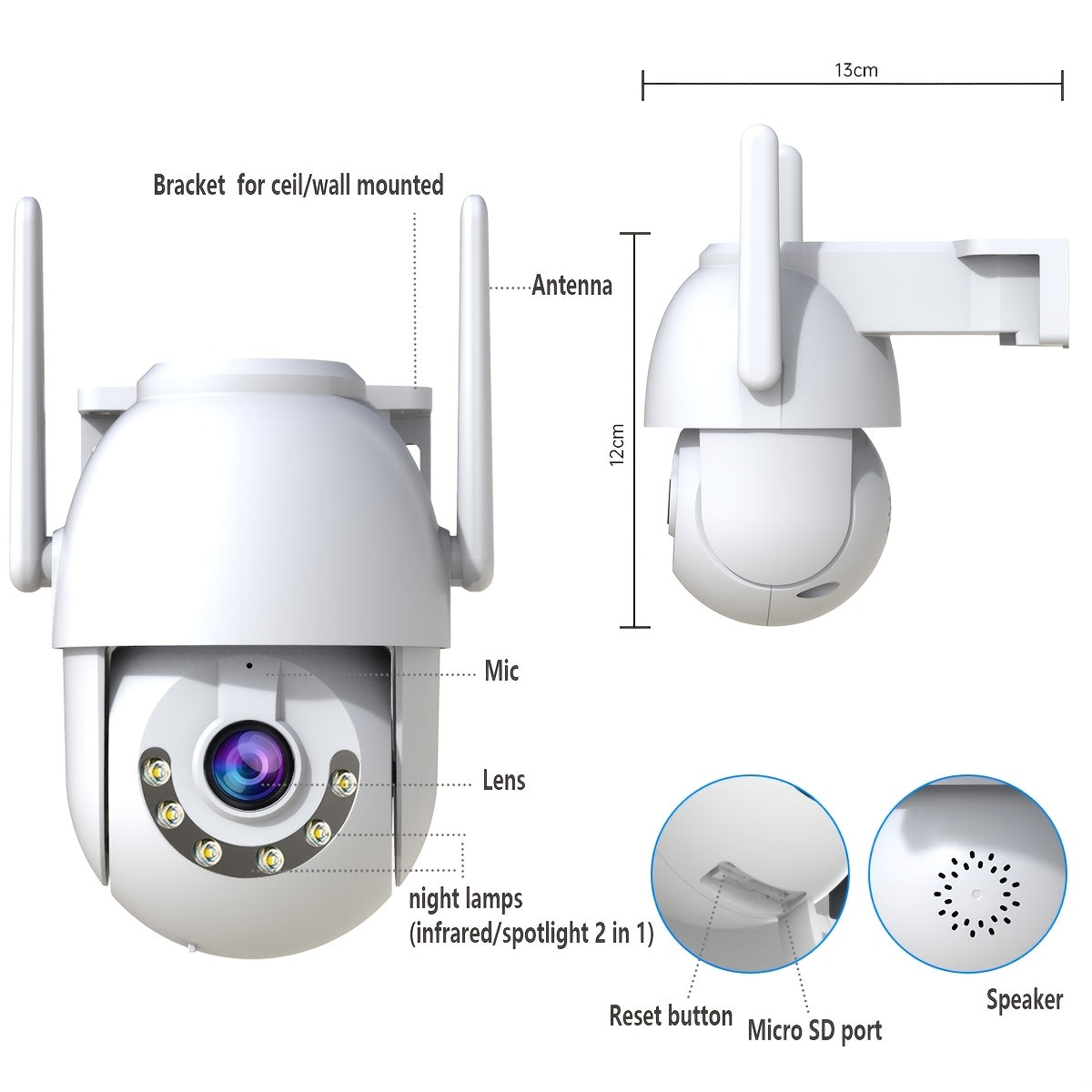 JOOAN Wireless Security Camera with 1080p HD Resolution, Wall Mountable, 355° Pan and 90° Tilt, Two-Way Audio, Full Color Night Vision, 2.4G WiFi Connection, IPX6 Waterproof, USB Power, Compatible with Smartphones, Ideal for Home Surveillance.