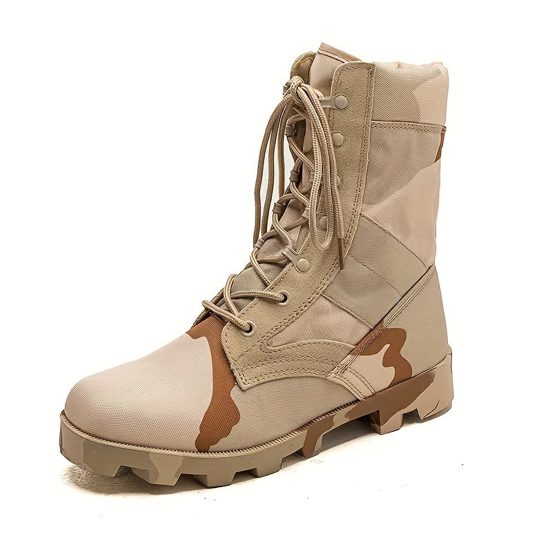 Men's Mid-Calf Hiking Boots with Anti-Slip Camouflage Design.