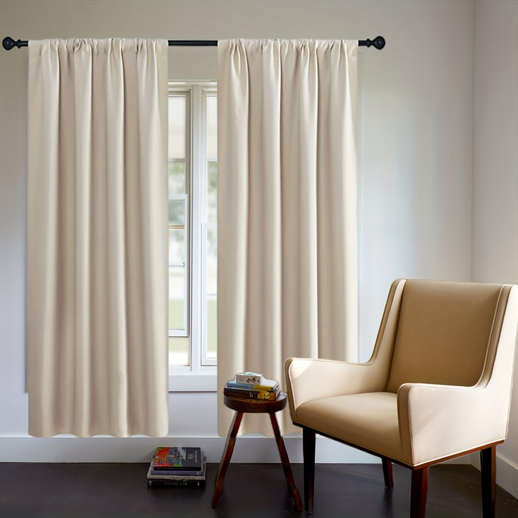 One Blackout Curtain (1 Panel) - Thick Rod Pocket Curtain for Heat Insulation and Light Blocking in Bedroom, 200g;