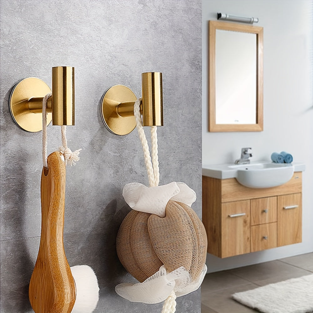 4pcs Modern Metal Towel Hooks, Self-Adhesive, Easy Wall Mount Install for Bathroom, Kitchen, Home