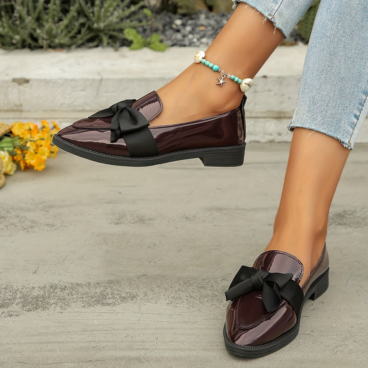 Summer loafers with bowknot detail, perfect for office and daily wear.