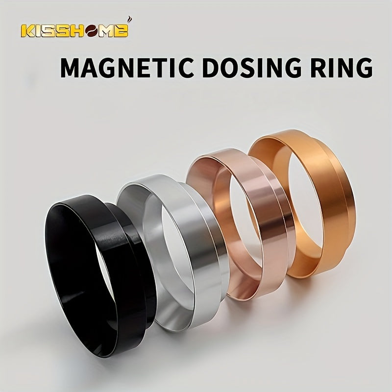 Durable Espresso Barista Tool: Aluminum Alloy Magnetic Round Ring Coffee Dosing Ring for 51mm, 53mm, and 58mm.