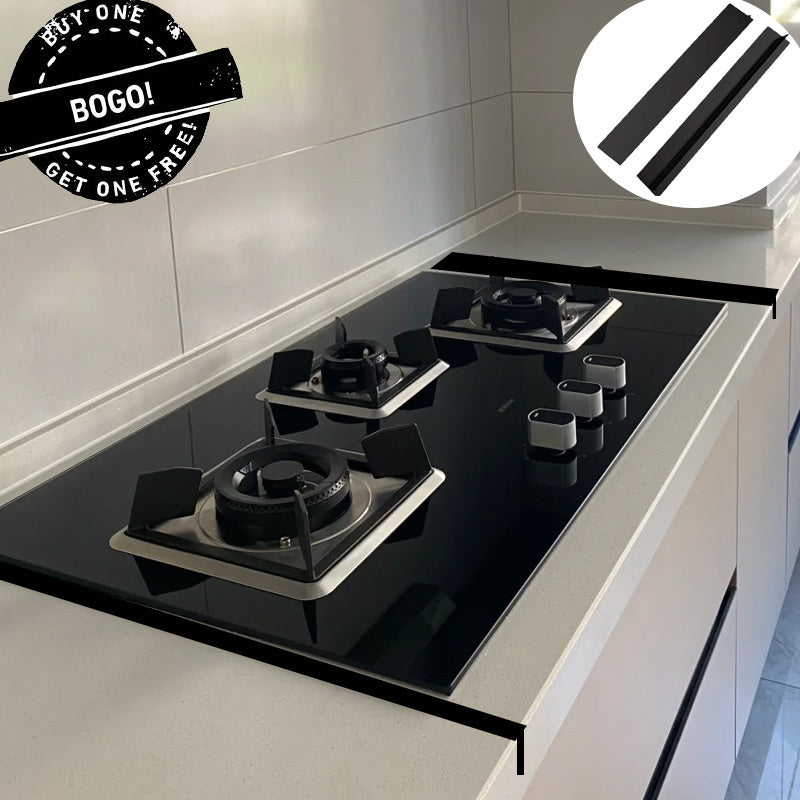 Two pieces of silicone stove counter gap covers, designed to resist heat and fill the gap between your kitchen stove top and cabinet. These anti-slip silicone guards are essential kitchen accessories.