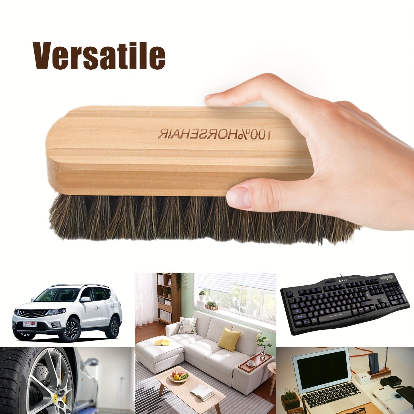 1 Horse Hair Shoe Brush for Shoe Cleaning and Leather Polishing, Soft Non-scratch Oil Brush for Suede Boots and Shoes Maintenance, Polishing Tool and Cleaning Supply - Back to School Essential