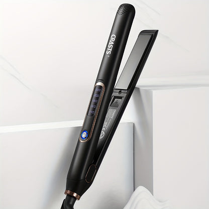 CRASTS Professional Ceramic Flat Iron for straightening and curling hair, with 5 temperature settings and 220V Type C plug.