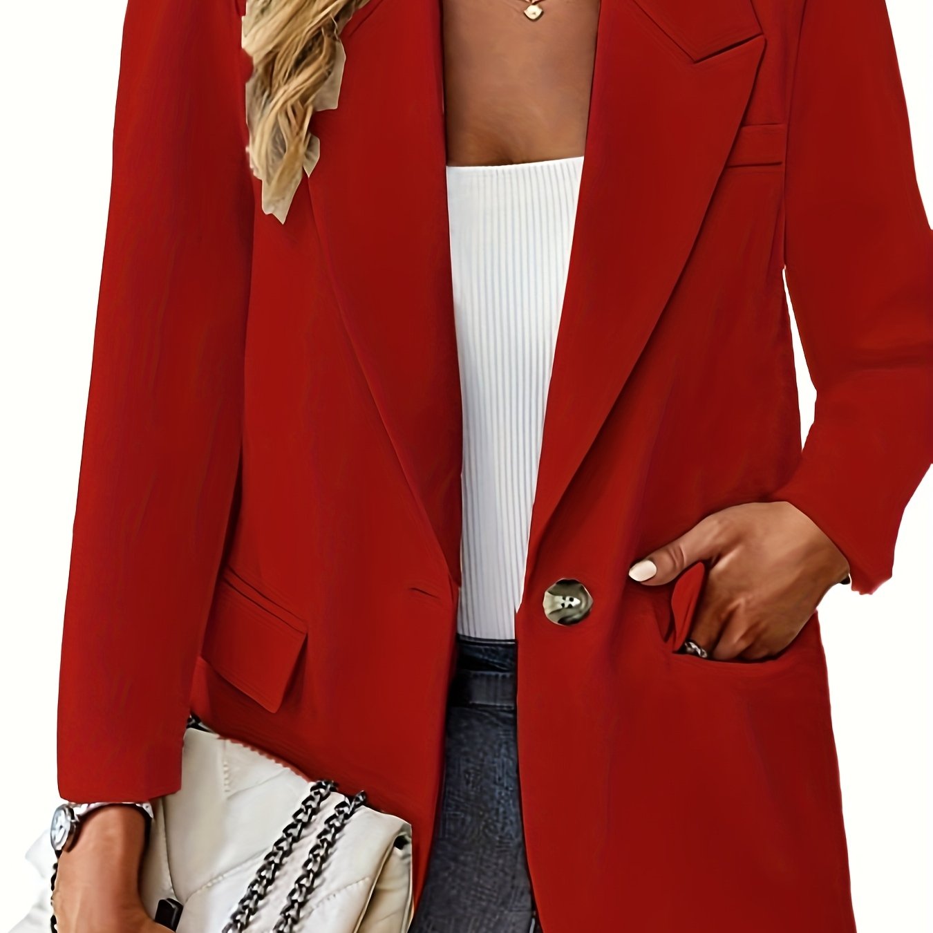 Women's Elegant Style Casual Polyester Blazer with Pockets