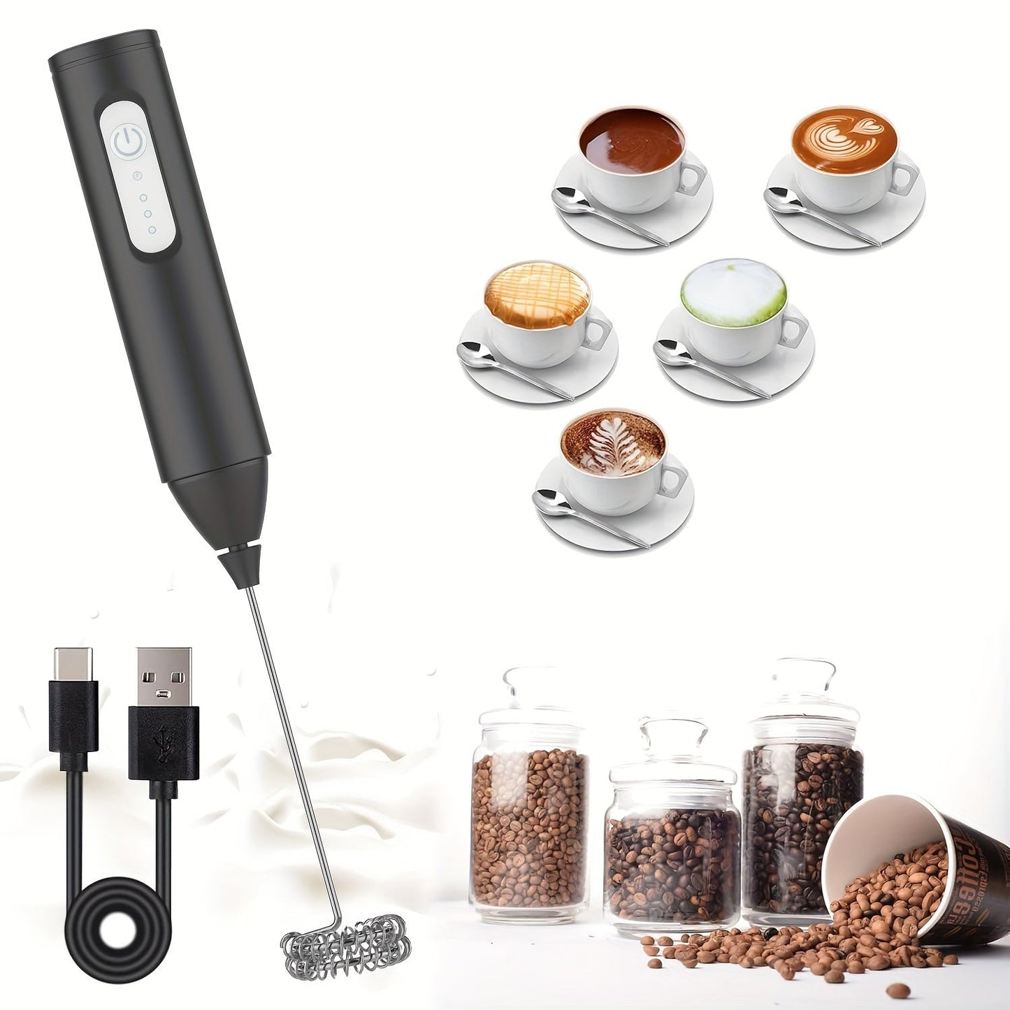 Rechargeable Milk Frother: Handheld Electric Foam Maker - 1 Piece