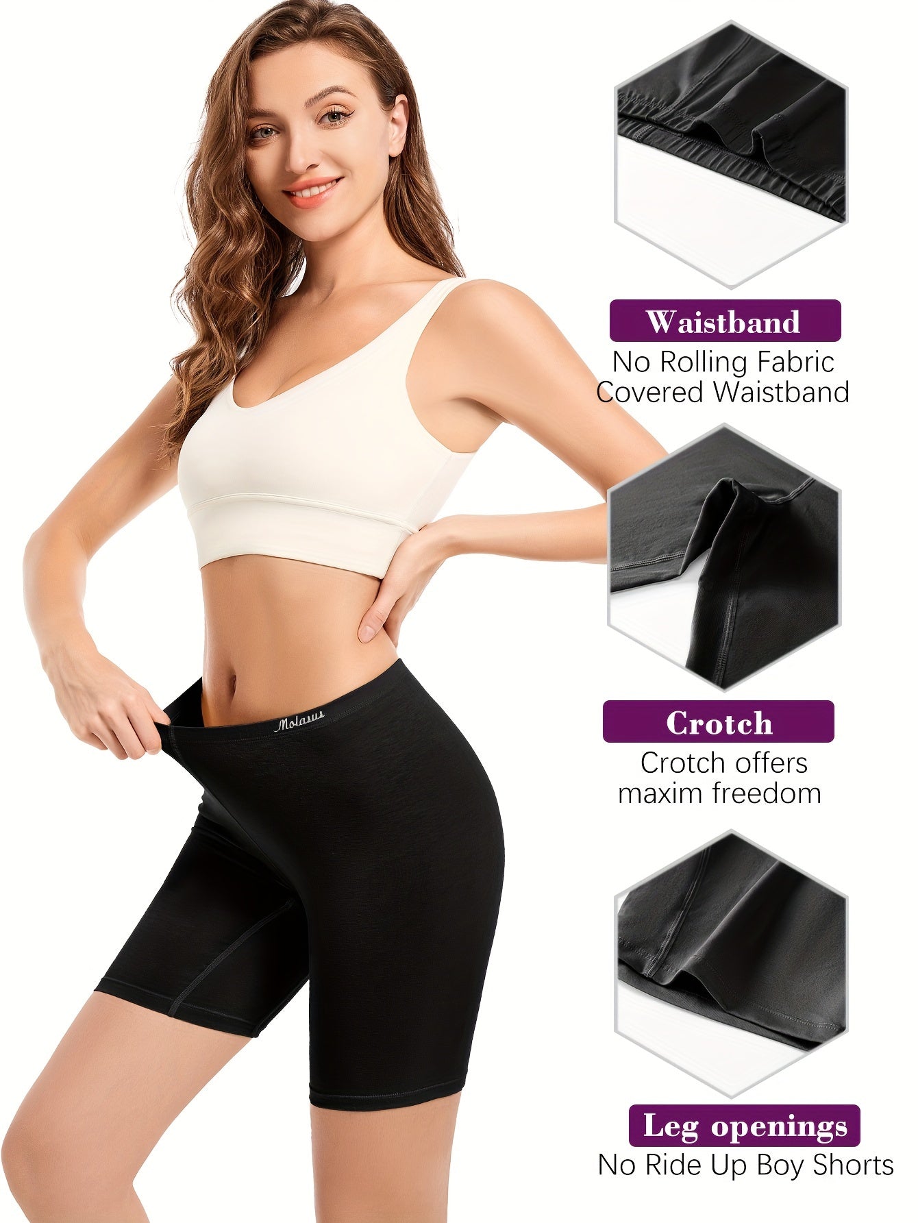 4pcs Women's Slimming Shapewear Shorts with Breathable Soft Blend, Butt Lifting Biker Style in Solid Color and Letter Graphic Underwear.