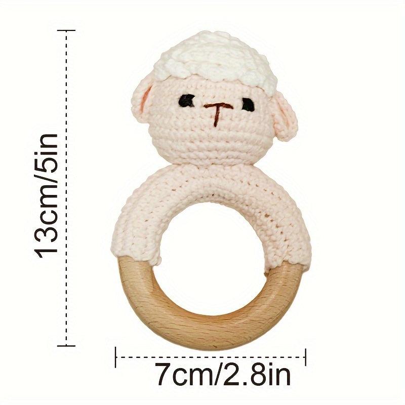 Crochet Sleep Rattle Toy - Soft Knit Animal Doll, Ideal for Soothing & Chewing. Perfect Gift for Christmas, Halloween, Thanksgiving, Easter, Corban Festival. Best Toy for Christmas, Ideal for Thanksgiving.