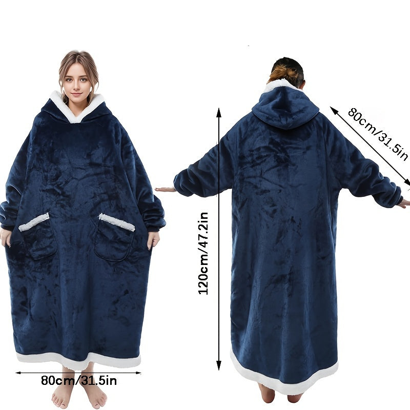 Oversized Flannel Hoodie Wearable Blanket for Adults - Super Soft and Warm Sweatshirt with Two Pockets, Perfect for Women and Men