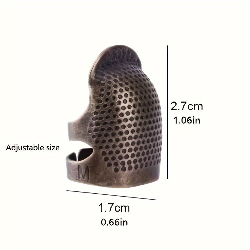 Handmade copper finish thimble with adjustable size, anti-slip finger cap for sewing.