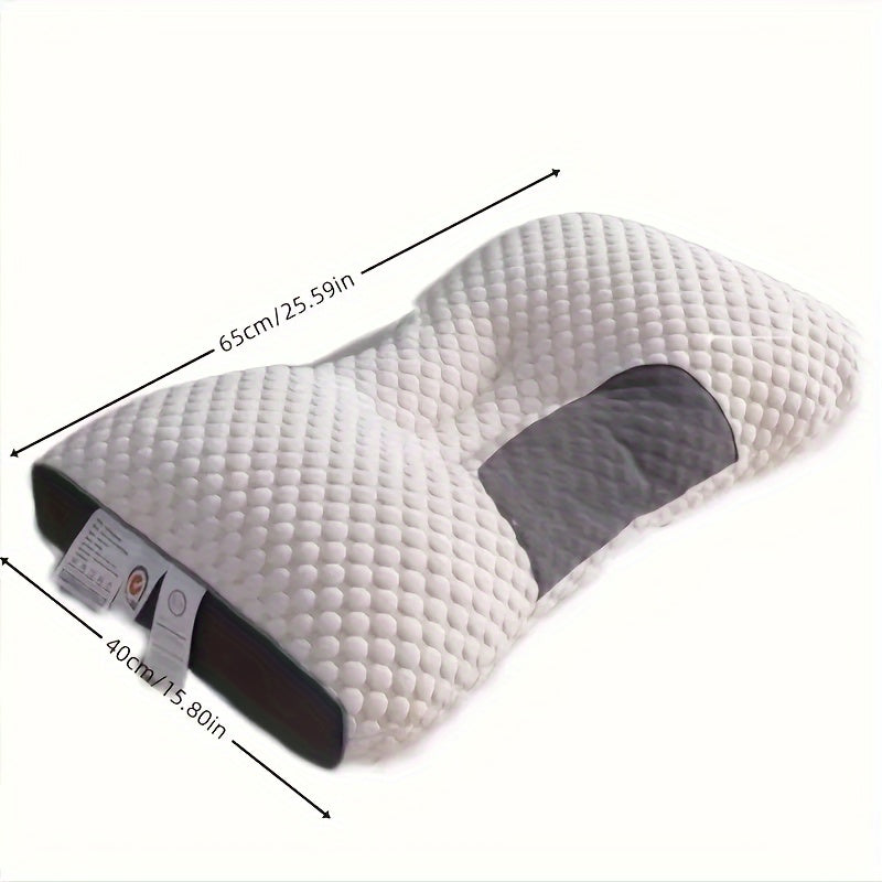 Highly elastic neck support pillow with breathable and washable cover, suitable for maternity and bedroom use.