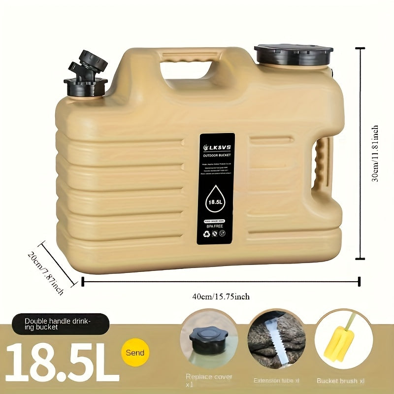 1 piece of rugged outdoor water bucket with spigot, 18.5L plastic storage container perfect for camping, home use, car drinking, and versatile for all seasons.