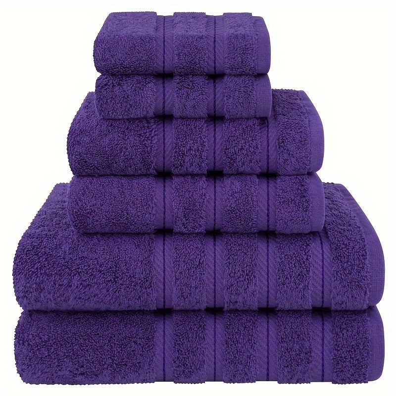 6-piece velvet towel set, thick and soft, absorbent. Suitable for home, hotel, etc. Includes towels in sizes 140.0*70.0cm, 75.01*34.01cm, and 34.01*34.01cm.