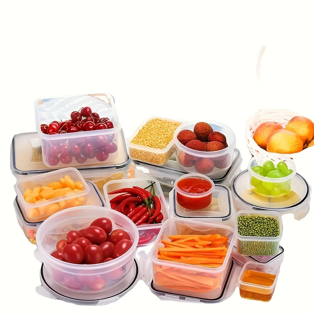 Set of 24 Clear Kitchen Storage Containers - Safe for Microwave, Versatile Plastic Meal Prep Boxes with Easy-Open Lids + Includes 24 Chalkboard Labels - Perfect for Storing Vegetables, Fruits, Grains & More