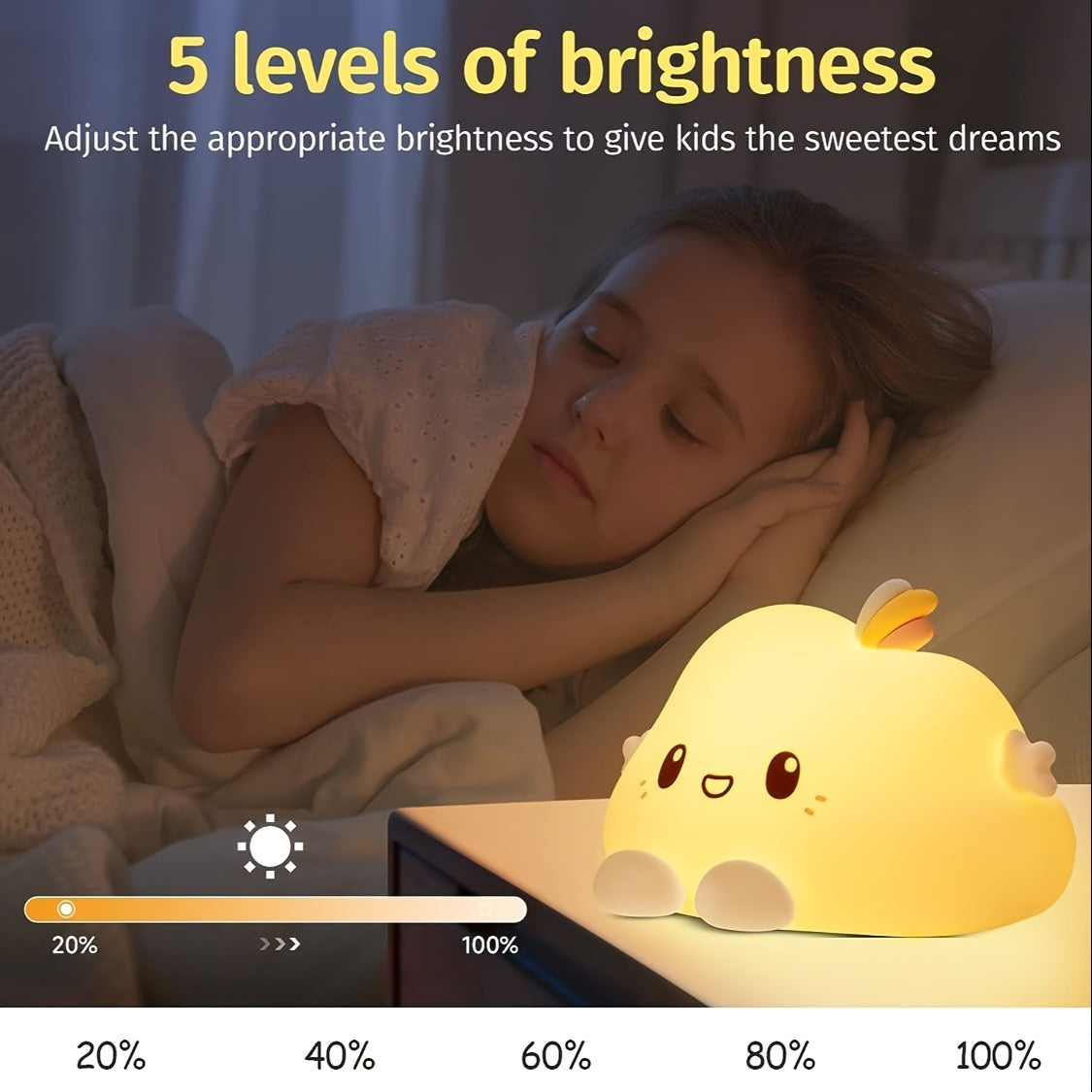 The PIKOY Kawaii Cloud LED Night Light is a whimsical addition to any room. With a remote control, 16 color options, and 8 levels of dimmable brightness, this USB rechargeable light is perfect for adding a touch of charm to your bedroom. The included