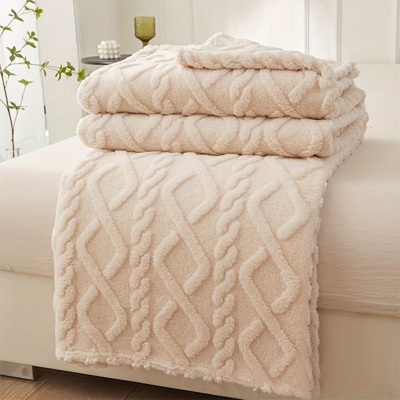 Soft and comfortable 3D fashionable design lamb fleece blanket, thick and warm for coziness. This plush air conditioning blanket can be used as a flannel throw for extra warmth. Perfect for bed, couch, or travel, it makes a great Christmas present.