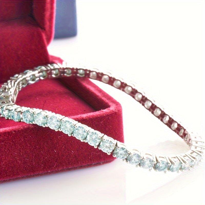 Shiny Moissanite Tennis Bracelet in 925 Sterling Silver, with Gift Box - Perfect Anniversary, Wedding, or Birthday Gift