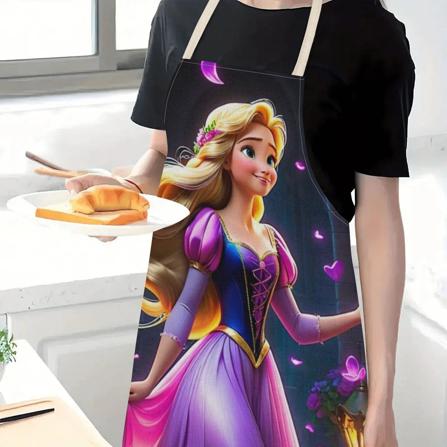 Durable and Elegant Polyester Disney Cinderella Cartoon Waterproof Apron - Ideal for Home Use, Hotels, Supermarkets, Restaurants, Fruit Shops, and Milk Tea Stands