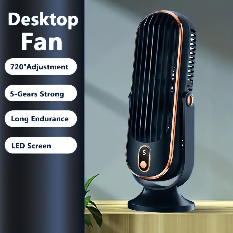 Portable Air Conditioner Fan with Dual Motors, Large Battery, and 5-Speed Air Cooling. Features a 720° Surround Air Blower perfect for use in the office, while traveling, camping, or in an outdoor RV. This USB fan makes for a great Thanksgiving