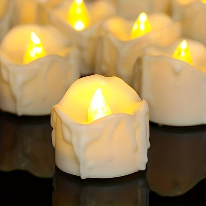 4 battery operated LED tea light candles in warm white for Christmas decoration.