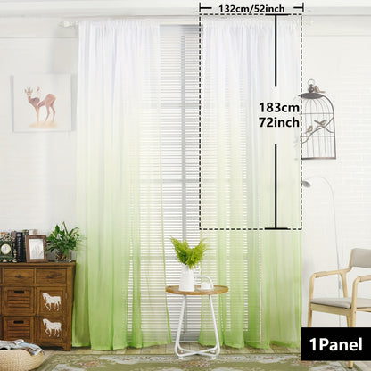 Elegant home decor - 1pc of gradient sheer curtains featuring top & bottom two-tone design in wear rod style.