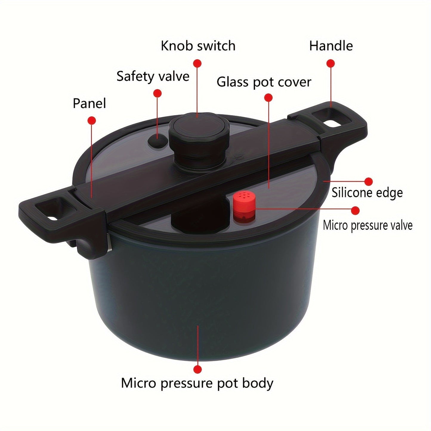 6L Cast Iron Pressure Cooker Pot with Non-Stick Coating and Steam Vent, Compatible with Induction Cooktops, Ideal for High-Pressure Cooking Soups, Stews, and Broths