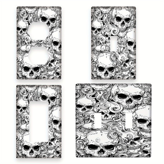 Durable skull design wall plate cover for home or office, easy to clean, no battery needed.