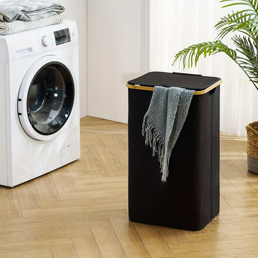 Large Laundry Basket With Lid, 100L Capacity for Tall Laundry Organization. Features Handles, Collapsible Design, Waterproof Removable Bag for Dirty Clothes. Perfect Storage Solution for Bathroom, Bedroom, Laundry Room, or Dorm.