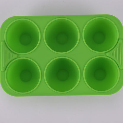 1 piece or pack of 5 pieces, Food-Grade Silicone Egg Bite Mold measuring 17.98cm X 11.94cm. This mold has 6 cavities and can also be used as a cake baking pan for rectangular dual-pot air fryers. It is heat resistant, easy to clean, and safe for use in