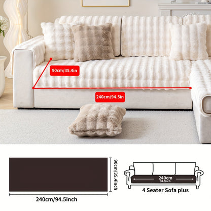 1pc Thick Plush Sofa Cover - Imitation Rabbit Material, Perfect for Winter, Protects Furniture in Bedroom, Office, Living Room.