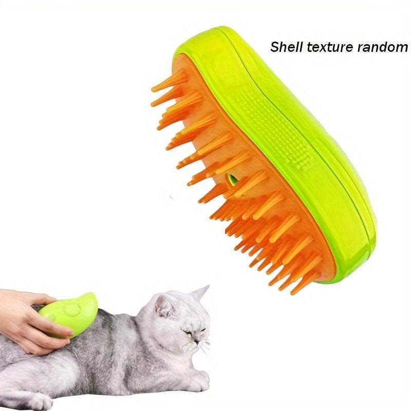 1 Pack USB-Powered Steam Pet Brush for Cats and Dogs, Multifunctional Grooming Comb with Spray, Deshedding Tool for Indoor/Outdoor/Bathroom Use - Banana and Mango Inspired