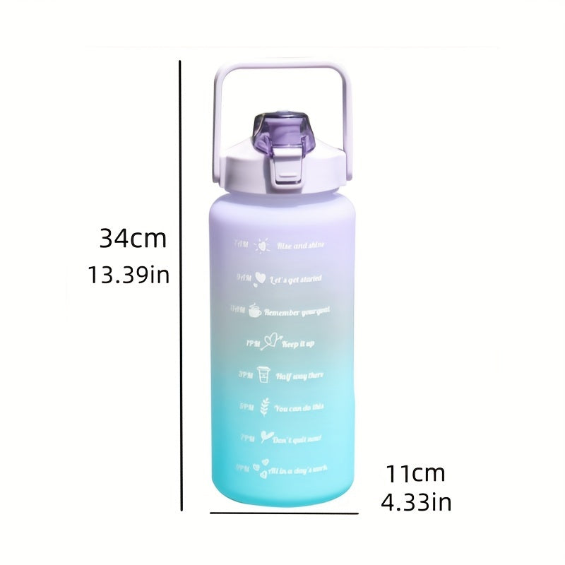 Large capacity water bottle with gradient color design, leak-proof and lightweight for outdoor use, great gift for friends and family.