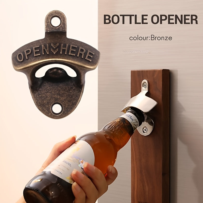 Durable vintage cast iron wall-mounted bottle opener for home, bar, and parties.