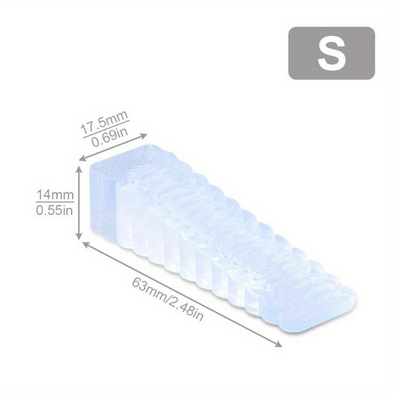 Transparent silicone doorstop, non-slip rubber wedge for home and office use. Durable and anti-collision. Perfect for protecting doors and walls.