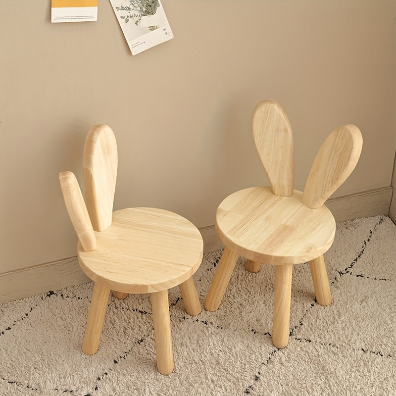 Adorable Rabbit Ears Creative Wooden Stool - Perfect for Changing Shoes, Room Decor, and More