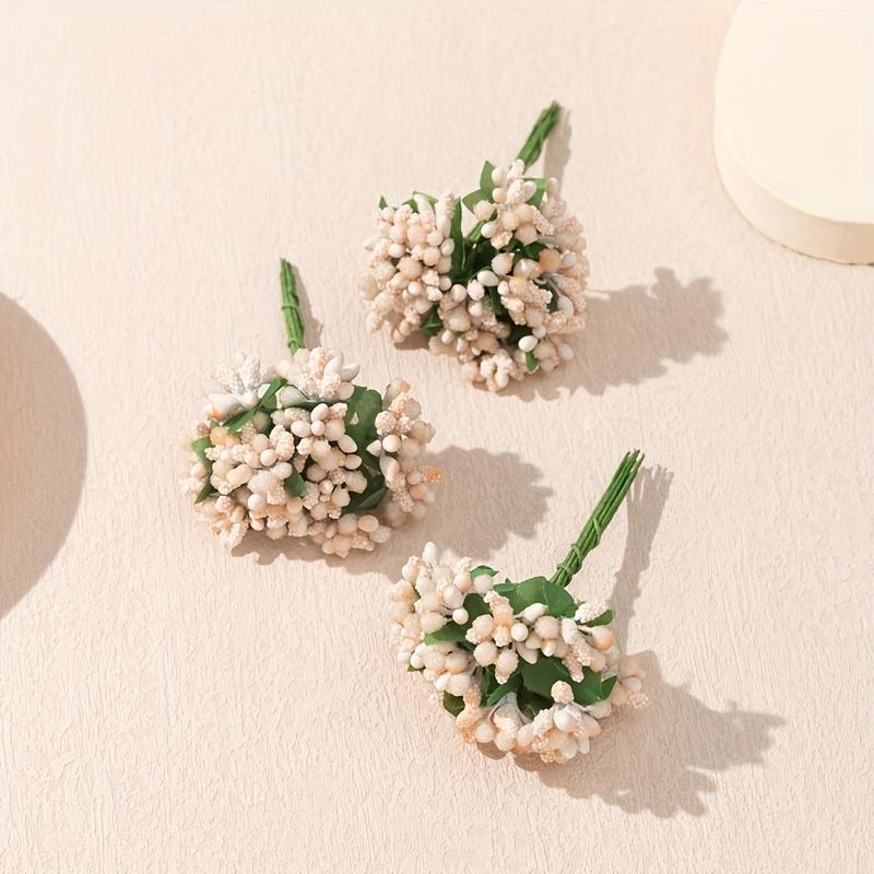 Collection of 36 artificial pearl flowers with foam fruits for creating candy gift boxes, DIY flower wreaths, and vase decorations.