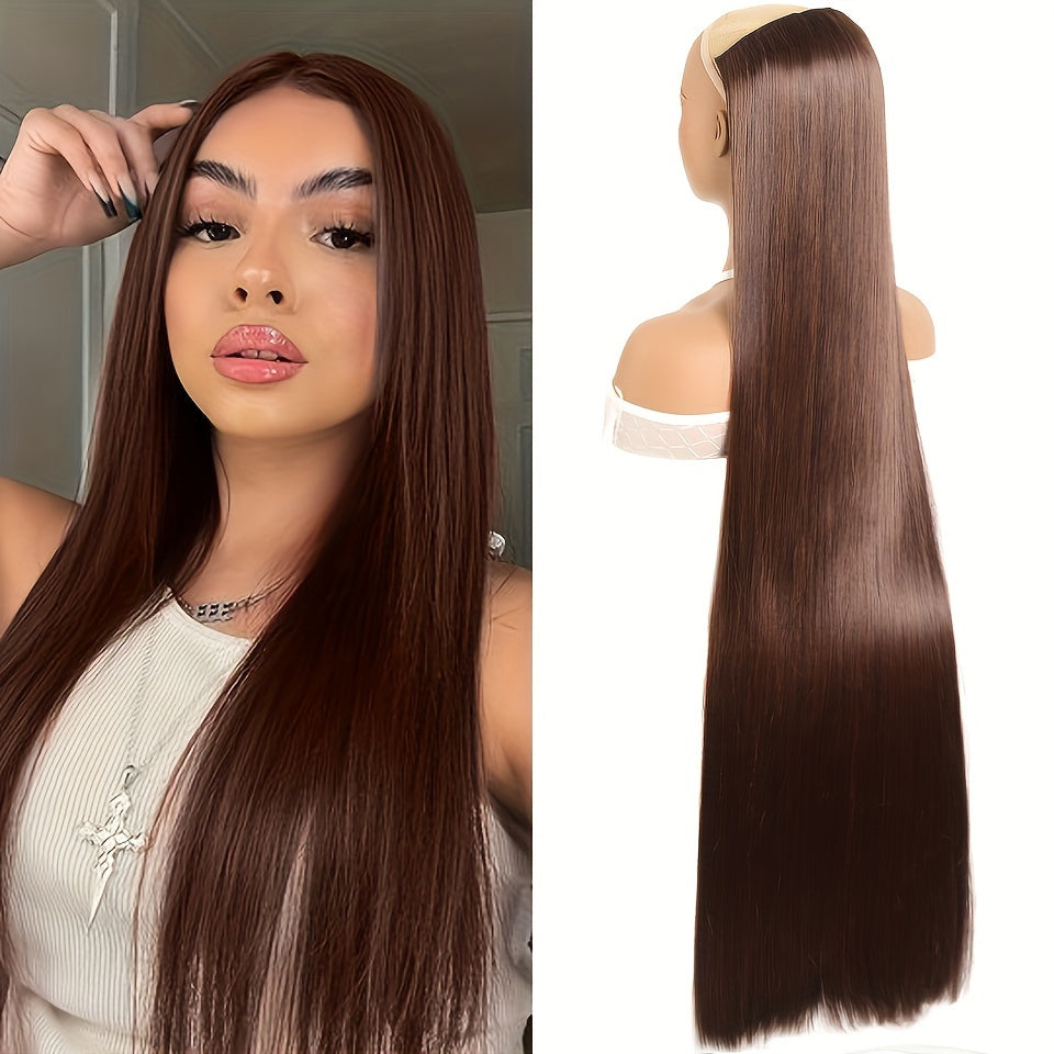 Women's 101.6cm Silky Straight Synthetic Clip-In Hair Extensions for Instant Volume & Length, Easy for All Users.